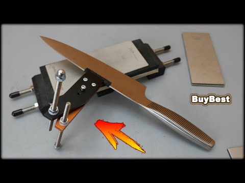 Видео: Заточка ножа с помощью приспособления "Костыль" - Hapstone T1 на алмазных брусках с Алиэкспресс