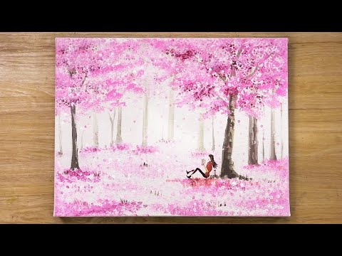 Видео: Техника рисования ватными палочками "Вишневый цвет" # 421