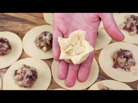 Видео: Праздничные манты с фаршем из утки в форме цветка. Техника лепки и пошаговый рецепт.