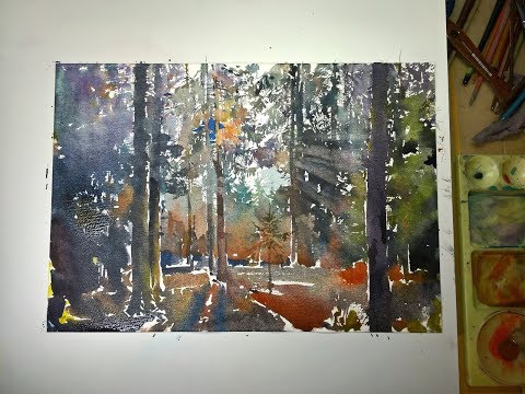 Видео: Солнечные лучи акварелью. Начало.