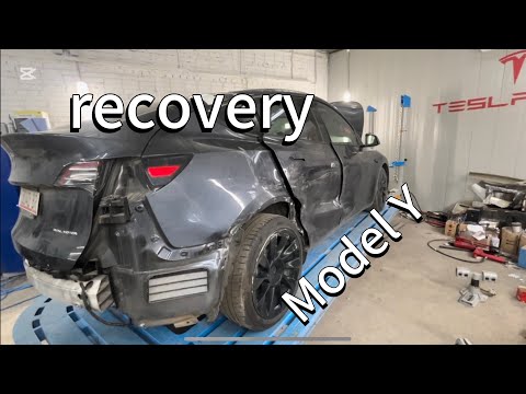 Видео: Model Y замена заднего крыла, усилителей заднего крыла , восстановление геометрии центральной стойки