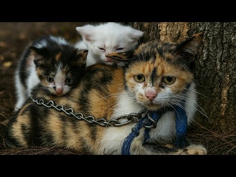 Видео: Котята вопили рядом с мамой на цепи... Женщина подошла ближе и ахнула от увиденного!
