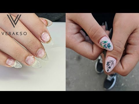 Видео: Веточки оливок. Коррекция ногтей. Дизайн ногтей 73