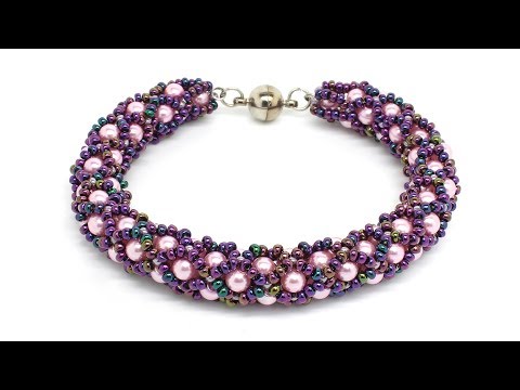 Видео: Браслет в технике ажурный жгут из бисера и бусин мастер класс DIY Bracelet from beads