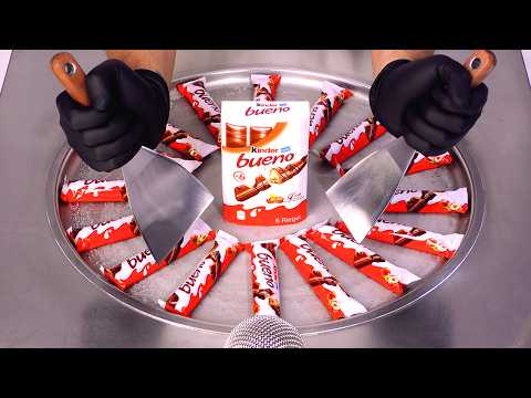Видео: Я превращаю огромный Kinder Bueno в булочки с мороженым (-30°C) | Не разговаривать | АСМР