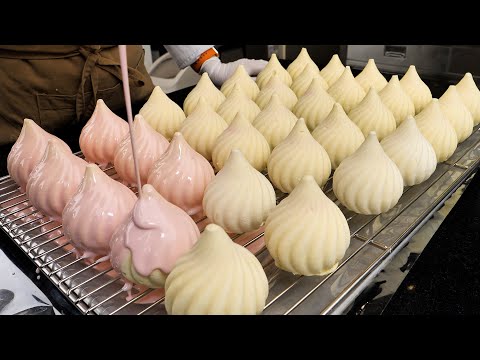 Видео: приготовление малинового муссового торта с розовым кремом - Корейская уличная еда