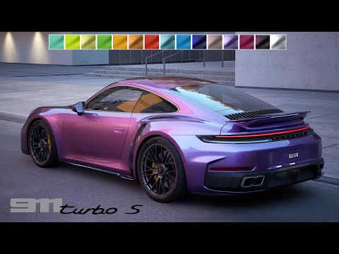 Видео: Porsche 911 Turbo S 2026 года: эксклюзивные яркие цвета, 360°, демонстрация днем ​​и ночью 🔥