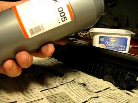 Видео: Заправка тонером картриджа Canon 725, HP 85A для лазерного принтера