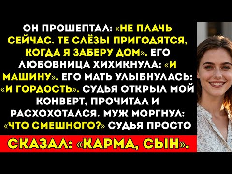 Видео: На заседании по разводу мой муж, его любовница и его мать смеялись, пока судья не сказал «Карма»