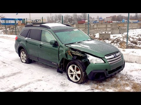 Видео: Subaru Outback. USA.   Обзор всех повреждений.  Установка на стапель. Замеры.