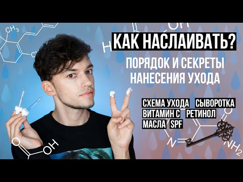 Видео: КАК НАСЛАИВАТЬ КОСМЕТИКУ | СЕКРЕТЫ НАНЕСЕНИЯ: СЫВОРОТКА, ВИТАМИН С, РЕТИНОЛ, МАСЛА, SPF, СХЕМА УХОДА