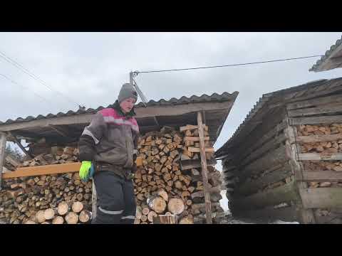 Видео: колка дров ч.1. В мороз -10