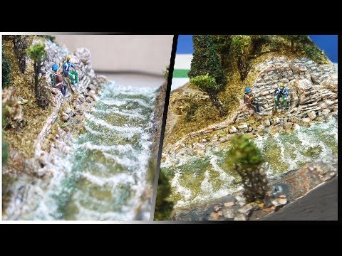 Видео: ДИОРАМА. Туристы сидят у горной реки. Имитация воды DIY.