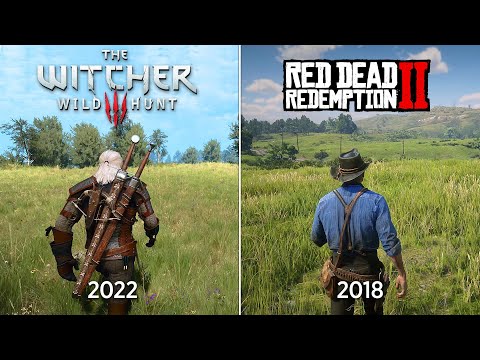 Видео: The Witcher 3 против Red Dead Redemption 2 - Сравнение Деталей