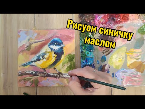 Видео: Рисуем синицу маслом на небольшом формате.