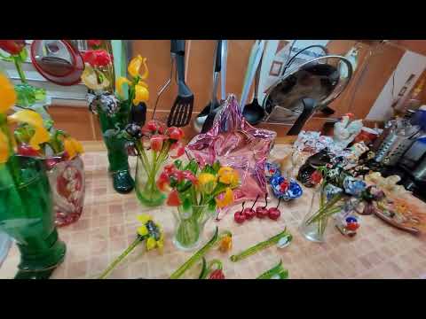 Видео: В ГОСТЯХ У КОЛЛЕКЦИОНЕРА 21.  СТЕКЛЯНЫЕ ЦВЕТЫ.БОКАЛЫ.СТАТУЭТКИ.