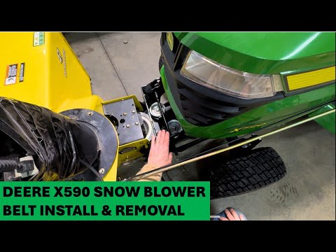 Видео: Установка и снятие ремня снегоочистителя Deere X590