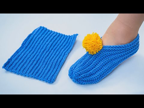 Видео: Простые следки одним полотном - свяжет даже новичок!