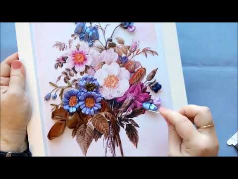 Видео: МК. Вышиваем принт с букетом. Часть 6. Анютины глазки 2.