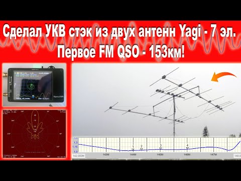 Видео: Сделал стэк из 7 элементных Яги на 145 МГц. Первое FM QSO на 153 км.