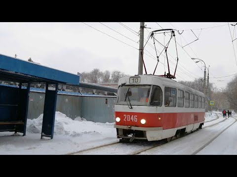 Видео: Трамвай Tatra T3SU (двухдверная) (2046) г. Самара