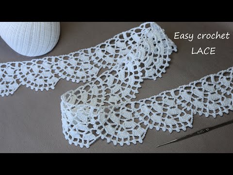 Видео: Easy to Crochet Tape Lace pattern  ПРОСТОЕ ВЯЗАНИЕ КРЮЧКОМ кружево КАЙМА мастер-класс СХЕМА узора
