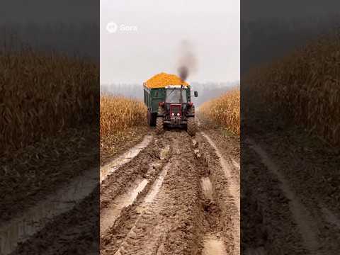 Видео: КамАЗ рятує трактора