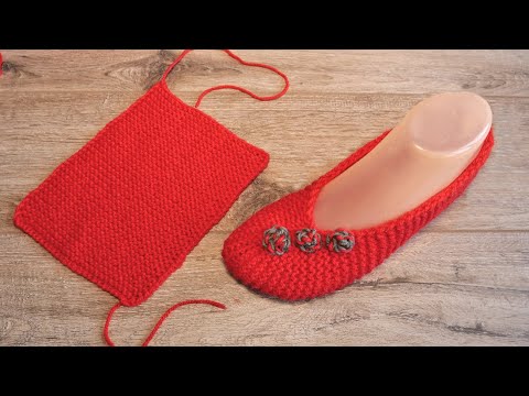 Видео: Тапочки – балетки из прямоугольника спицами 🐾 Knitted Rectangle Slippers