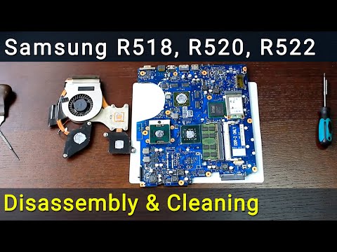 Видео: Samsung R522, R518, R520: Разборка, чистка вентилятора от пыли и замена термопасты