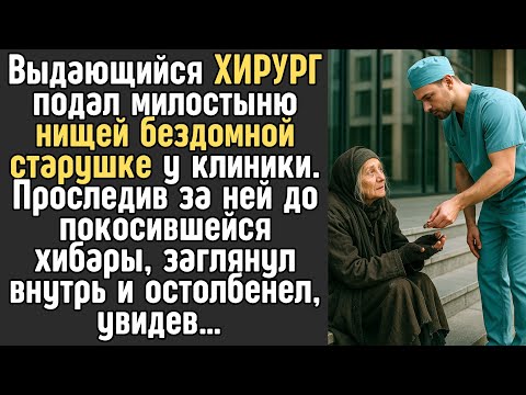Видео: ХИРУРГ подал милостыню нищей БЕЗДОМНОЙ старушке у клиники. ПРОСЛЕДИВ за ней до покосившейся хибары…