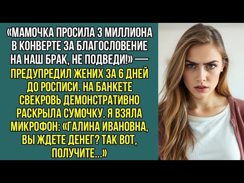 Видео: Мамочка просила 3 миллиона в конверте за благословение на наш брак, не подведи! Предупредил жених