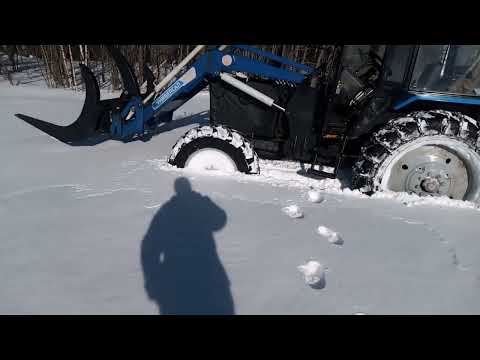Видео: МтЗ-82.1(балка) по глубокому снегу. Катаюсь по полям.