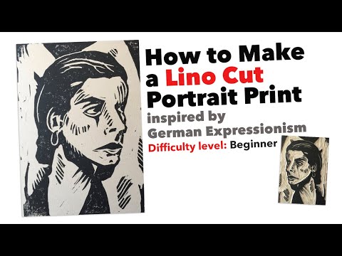 Видео: Как сделать портретную печать на линогравюре, вдохновленную немецким экспрессионизмом