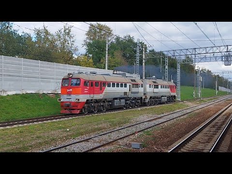 Видео: Тепловоз 2М62У-0107 резервом проследует платформу Салтыковская. 