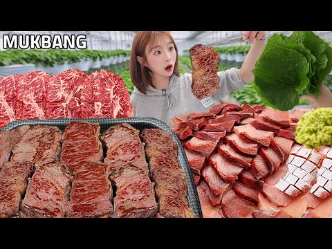 Видео: Корейская говядина wasabi mukbang с лучшими жёлтыми хвостами sashimi