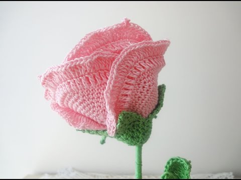 Видео: Большая роза Часть 3 Rose Crochet Part 3