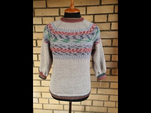 Видео: Джемпер регланом сверху из Katia lopapeysa. Ч 2.