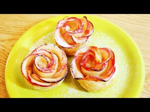 Видео: Яблочные розы. Из слоеного теста.