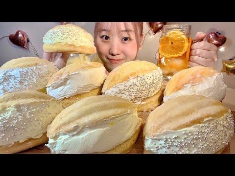 Видео: ASMR Свежий сливочный лимонно-дынный хлеб【русские субтитры】【Mukbang/ Eating Sounds】