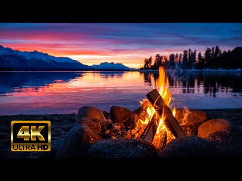 Видео: 🔥 Костёр у реки 4K | Звуки природы для сна, медитации и отдыха | без рекламы