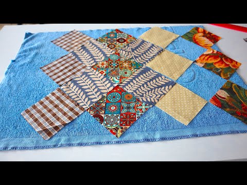 Видео: Эту идею подметила на отдыхе у хозяйки гостевого дома. Пришила кусочки ткани к старому полотенцу