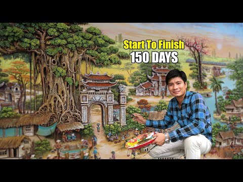 Видео: Невероятный ! 150 дней, чтобы создать картину ручной работы из цементного песка... за 10 минут.