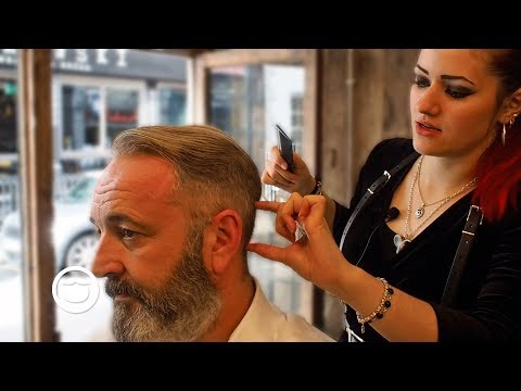 Видео: ASMR: стрижка и оформление бороды в стиле «олдскул» | Cut and Grind
