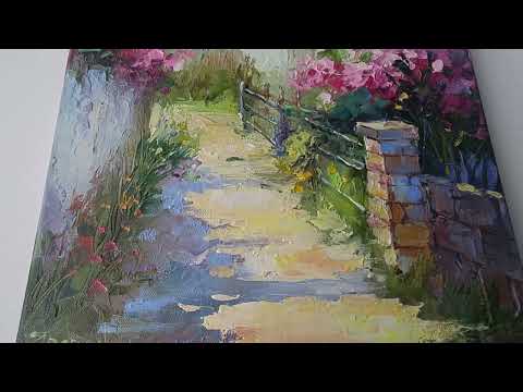 Видео: Картина маслом, пейзаж, море: Уютная южная улочка 20х30 см. Oil painting: Cozy southern street