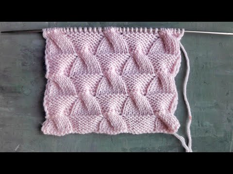 Видео: Фактурный узор спицами Самолетики / Простой узор с косами для вязания шапок, свитеров