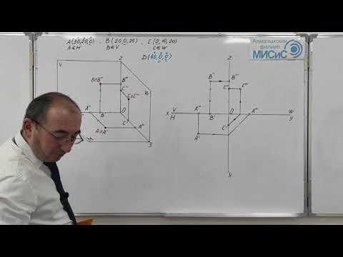 Видео: Частное положение точек. Точки принадлежащие к плоскостям проекции.