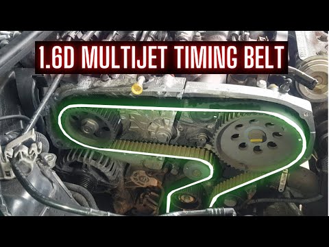 Видео: Fiaт 1.6D MultiJet 77Kw 105Hp 198A3 Engine (Timing belt replace) Смяна ангренажен ремък
