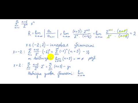 Видео: 1107 Область збіжності степеневого ряду. Приклади
