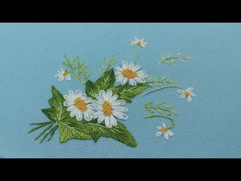 Видео: Вышивка Гладью | как вышить ромашки | Long and Short Stitches| chamomile