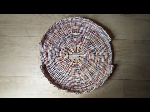 Видео: МК. Круглый поднос "Обшарпе" из бумажной лозы. Часть 1. #76(1)